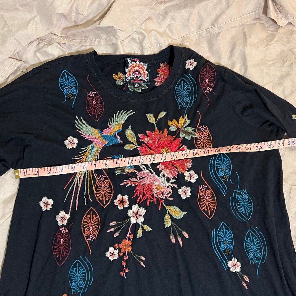 Johnny Was Colorful Floral Bird Embroidery Cotton Shirt Long Sleeve whimsigoth - Picture 5 of 14